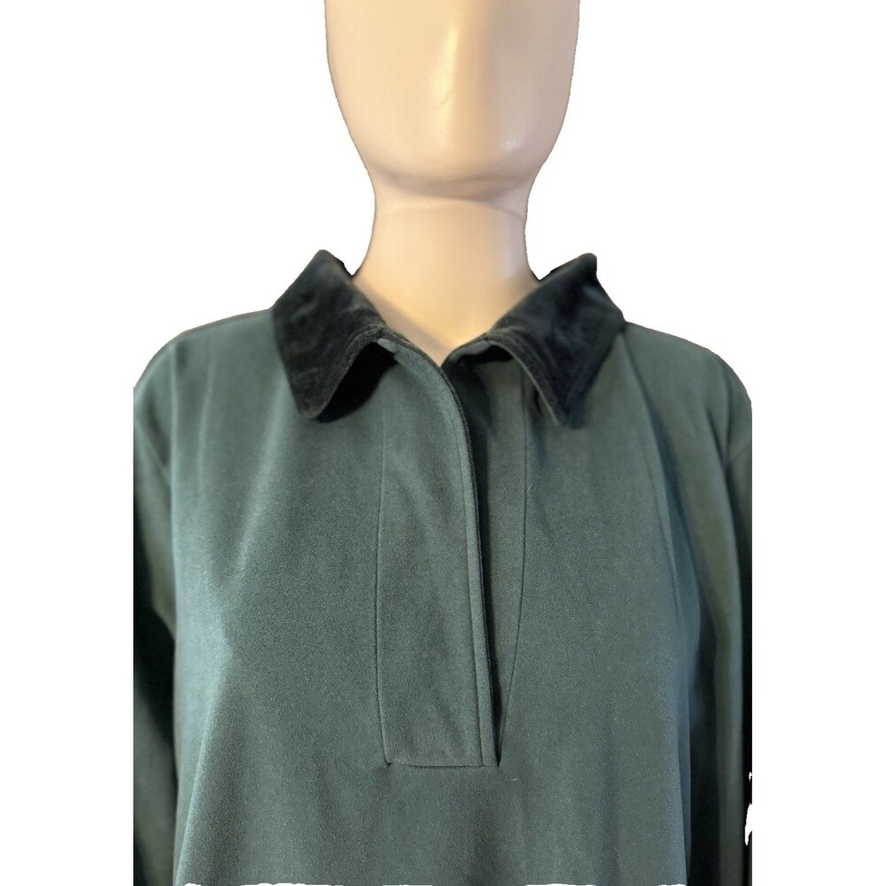 Soft Surroundings Opari Velvet Collar Tunic Sweatshirt Top Jade Green Plus SZ 3X